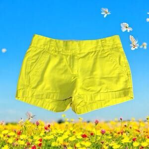 J Crew Womens Broken In Chino 100% Cotton Shorts Yellow Size 0 Preppy Summer